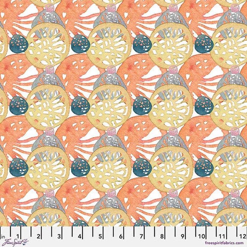 Touchstones Treasure Corals Coral Orange Shell Rummel Free Spirit Cotton Fabric 1