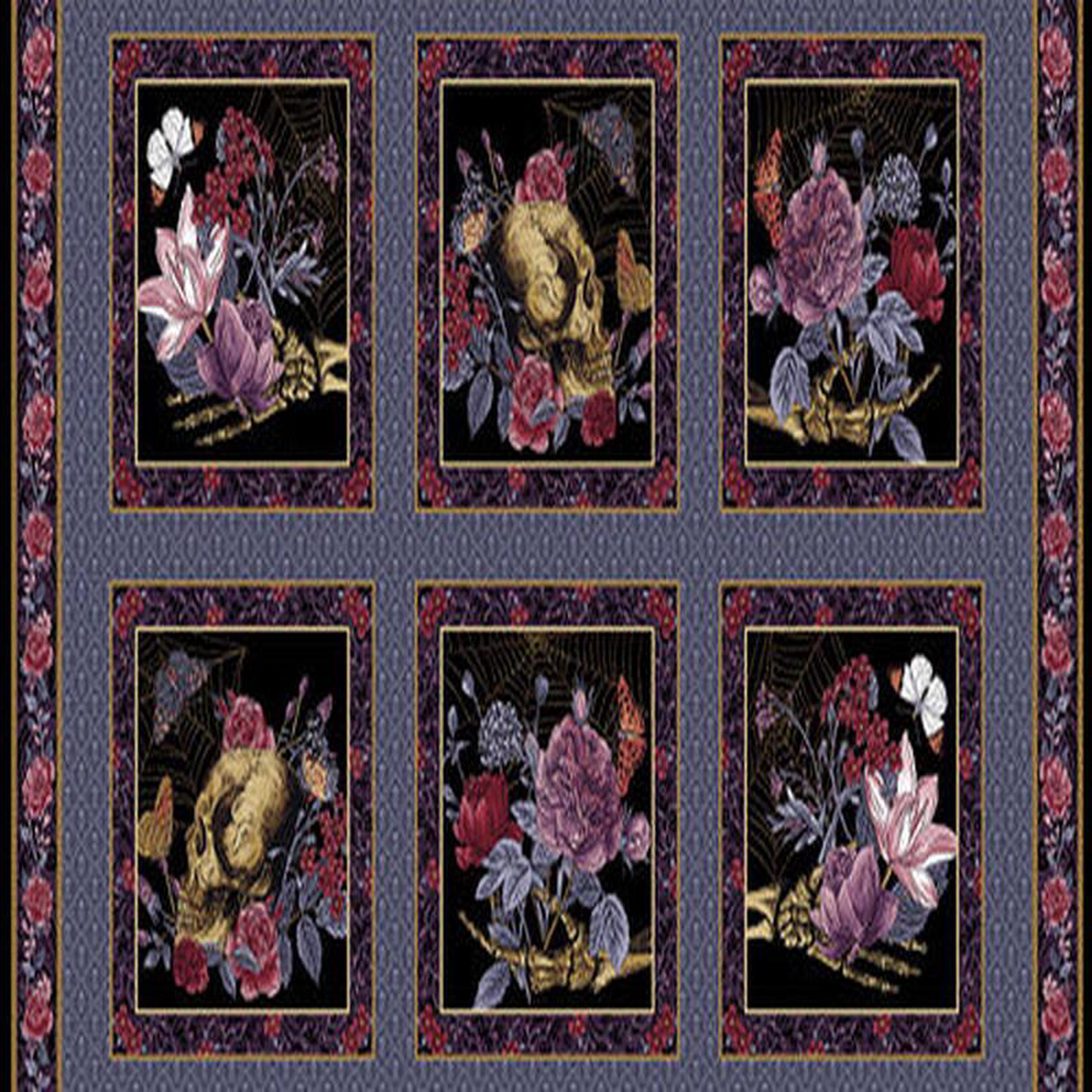Bones 105 Inch Blocks Panel 24 Black Melissa Wang Studio E Cotton Fabric