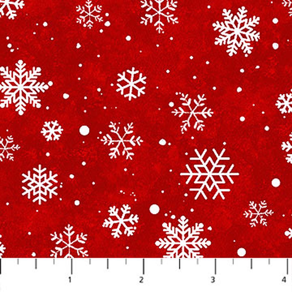 Twas The Night Before Christmas Snowflakes Red Simon Treadwell Northcott Cotton Fabric NC-27024-24