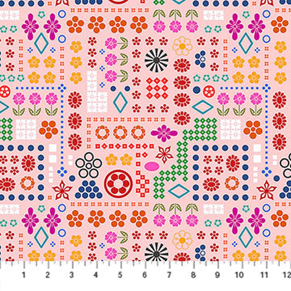 Yesterday High Score Blush Juliana Horner Northcott Cotton Fabric NC-AMT160-20L