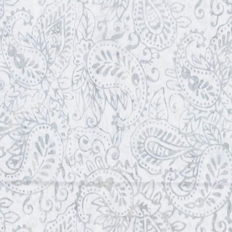 Blue Smoke Batiks Paisley Cream Wilmington Prints Cotton Fabric 1/2
