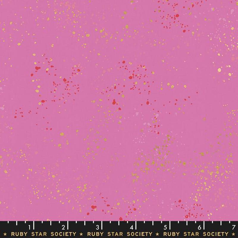 Speckled Metallic Daisy Pink Gold Ruby Star Society Moda Cotton Fabric MD RS5027-41M 1