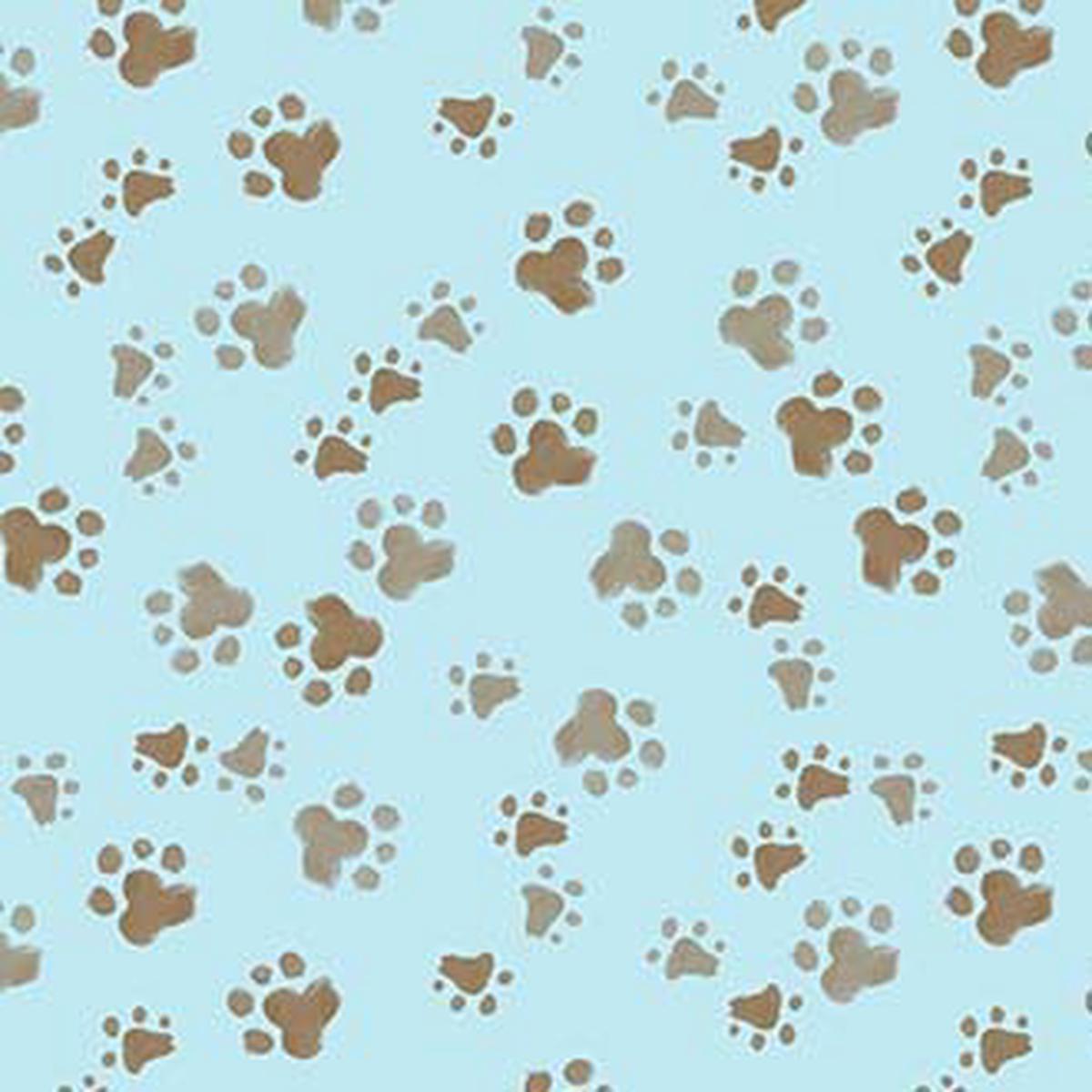 Stay Pawsitive Cute Paws Blue Michael Miller Cotton Fabric