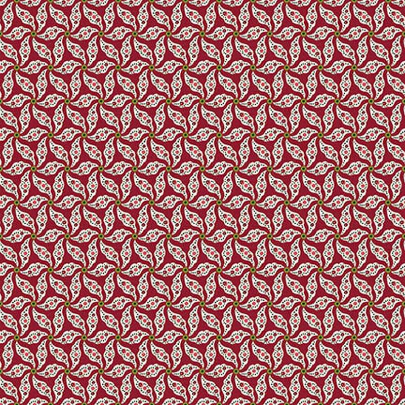 Winter Joy Poinsettia Mini Red Hannah West Henry Glass Cotton Fabric HG-2857-88 1