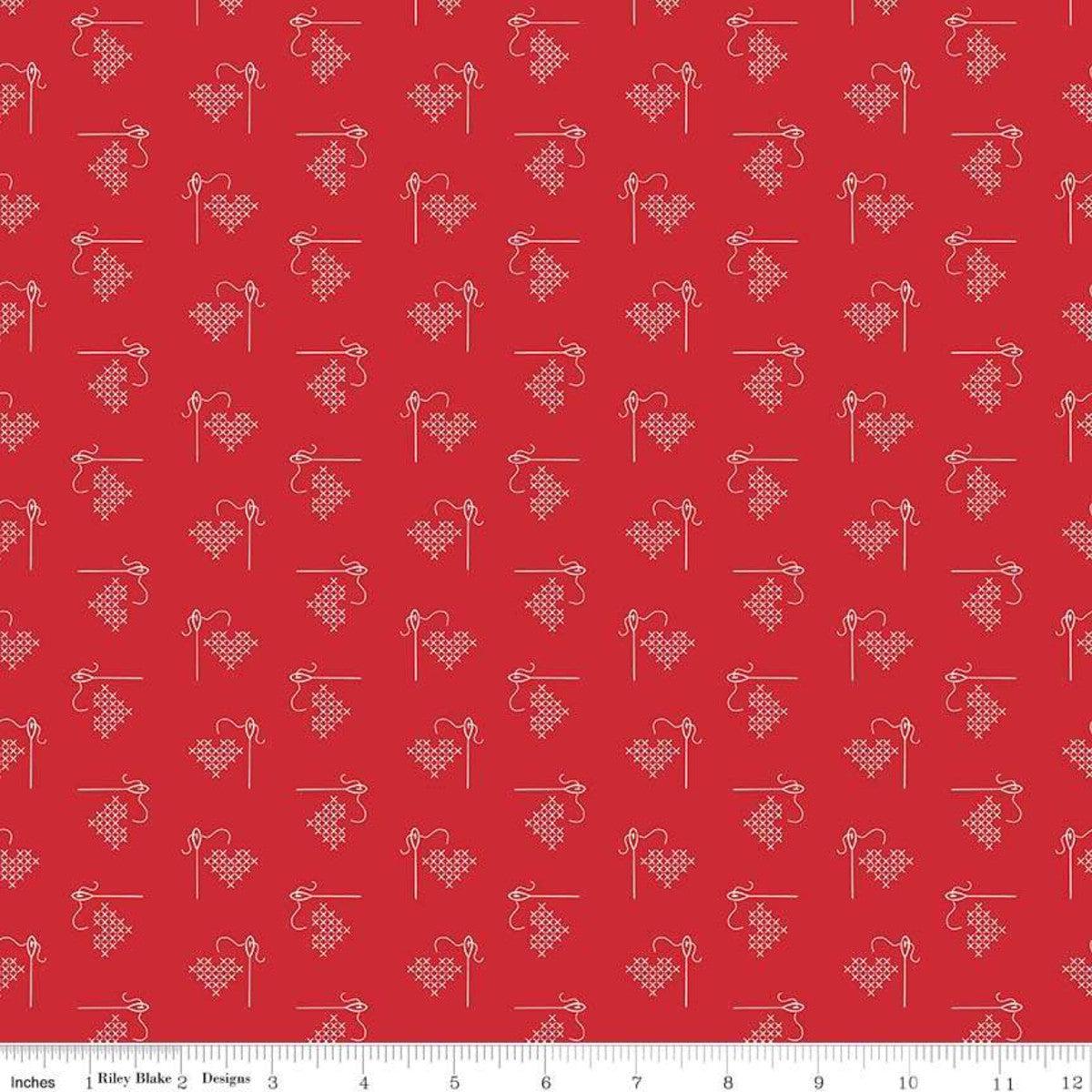 Bee Basics Heart Red Lori Holt Riley Blake Designs Cotton Fabric