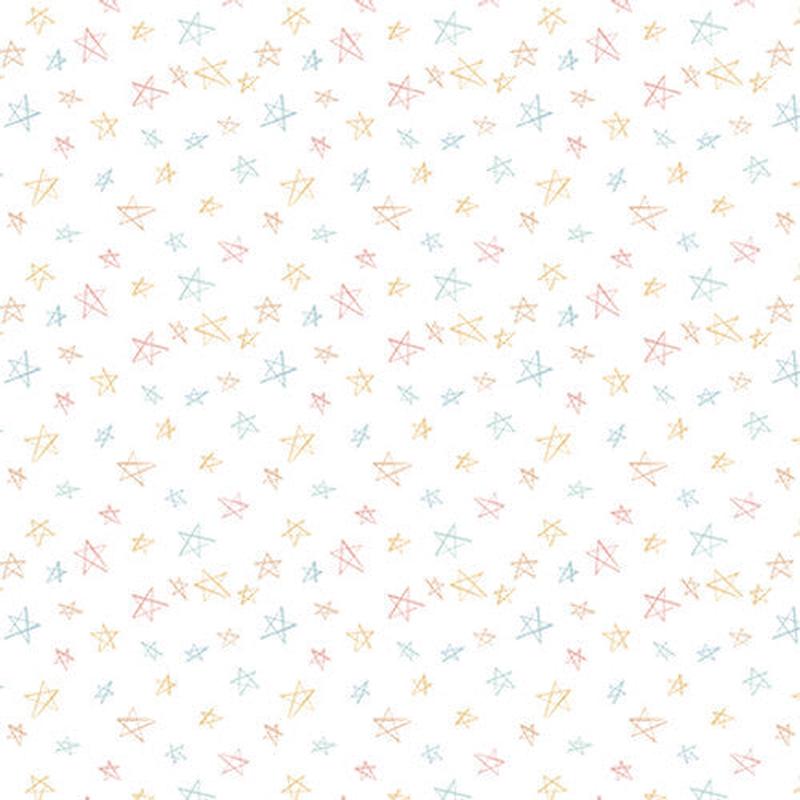Boho Buddies Star White Sharon Kuplack Henry Glass Cotton Fabric HG-1715-01