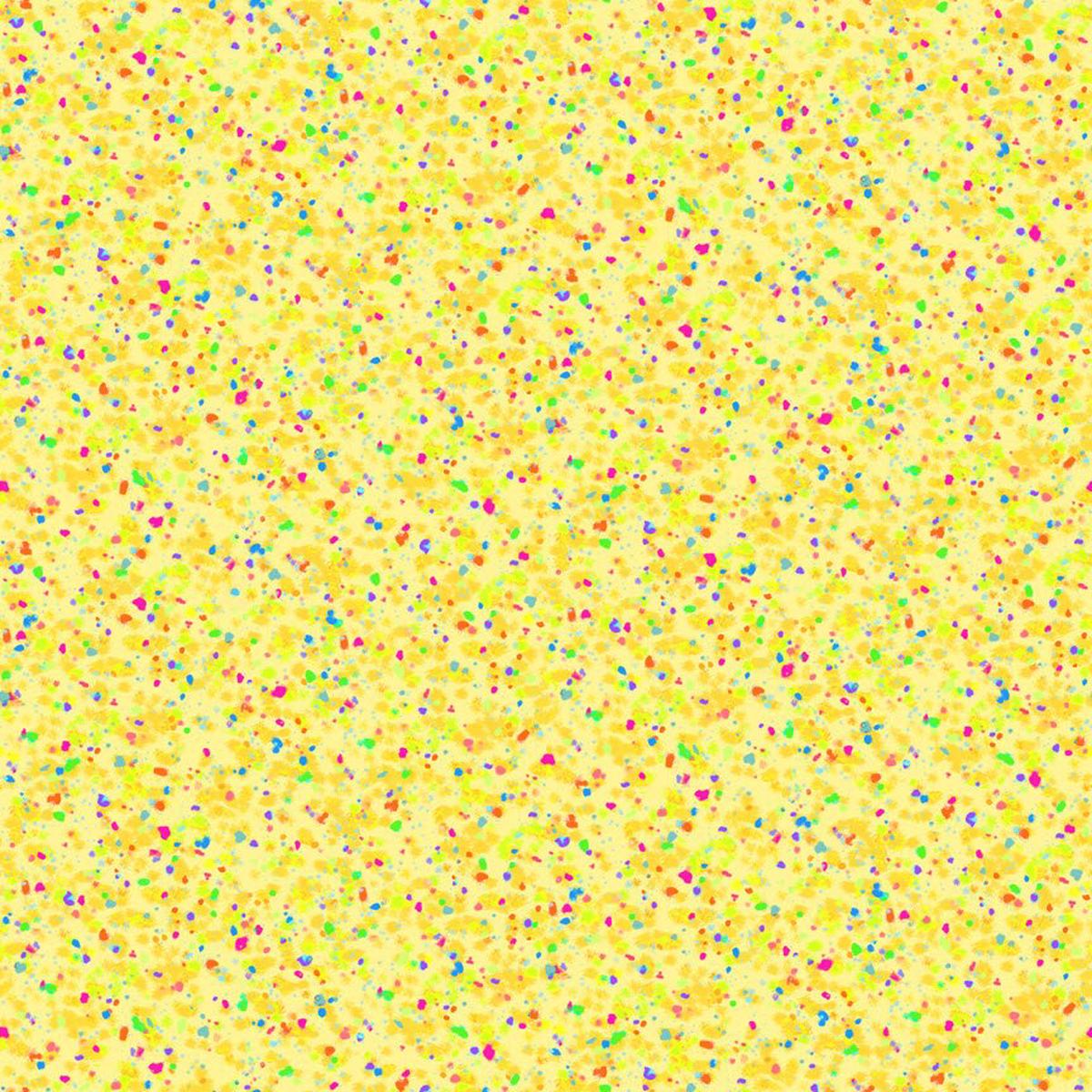 Speckles Rainbow Dots Lemon Yellow Quilting Treasures Cotton Fabric 1/2