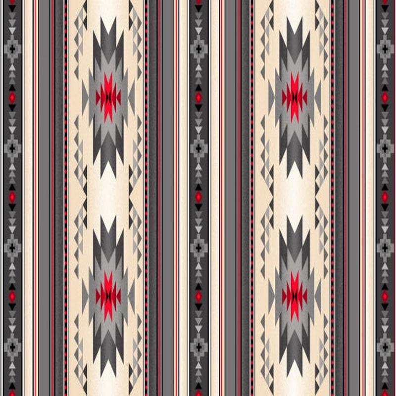 Tucson Aztec Southwestern Native American Stripe Gray Elizabeth Studio Cotton Fabric  ES-201-Gray 1