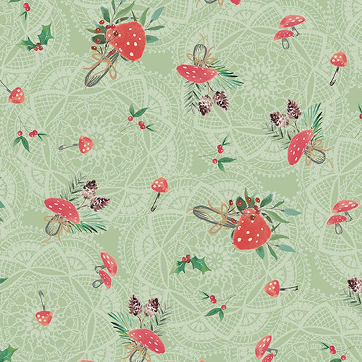 Winter Haven Forest Gathering Medium Sage Rachel Rossi Benartex Cotton Fabric BE-16794-42