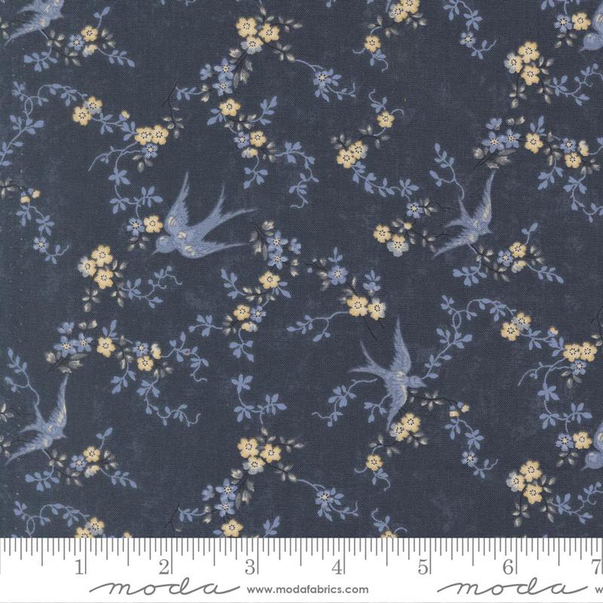 Bluebirds Nest Happy Bluebird Florals Birds Vines Blue Kansas Troubles Quilters Moda Cotton Fabric MD-9800-14