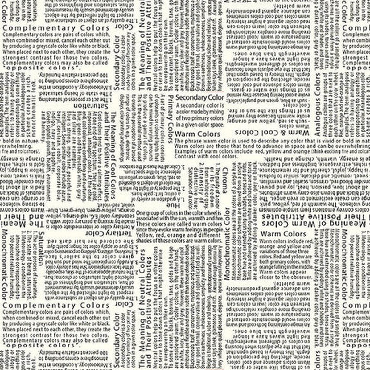 The Language of Color Newsprint Off-White Chelsea DesignWorks Studio E Cotton  Fabric 1