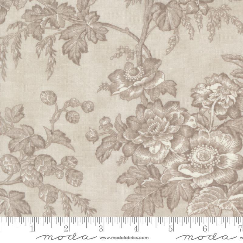 3 Sisters Favorites Vintage Linens Florals Silver Grainy 3 Sisters Moda Cotton Fabric 1/2