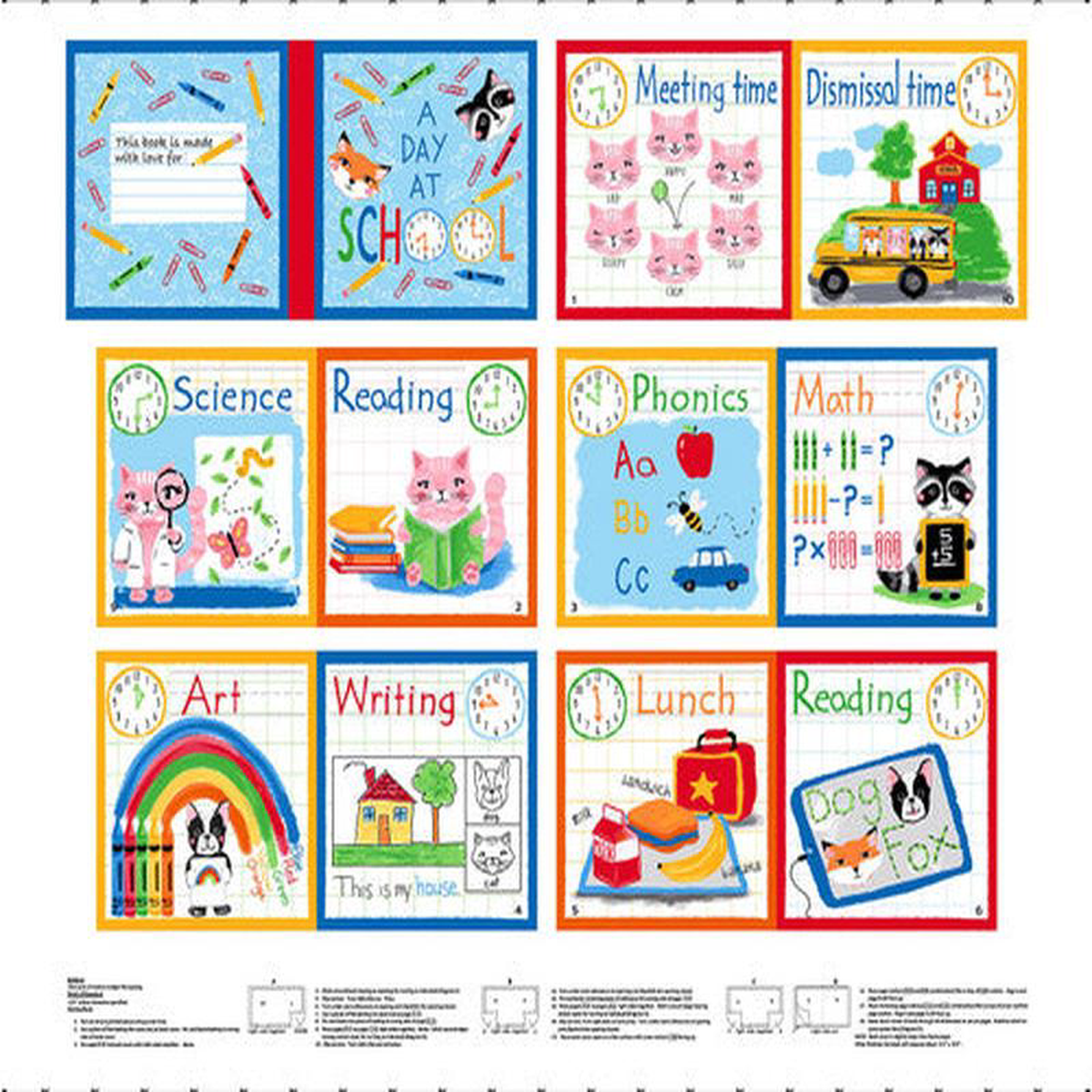 A Day at School Book Panel 368243 Multi Lilac Bee Designs Studio E Cotton Fabric