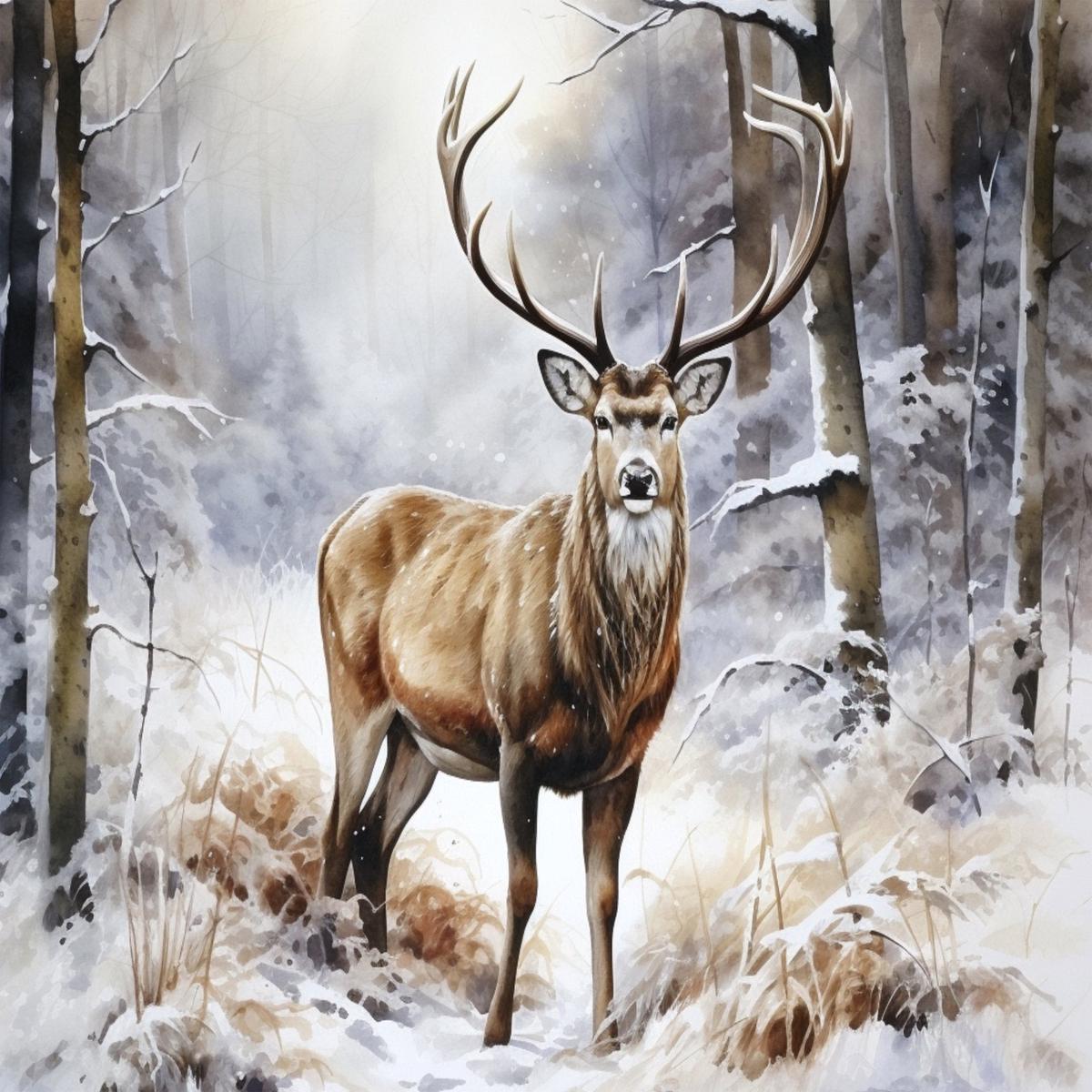 Winter Stag Panel 36
