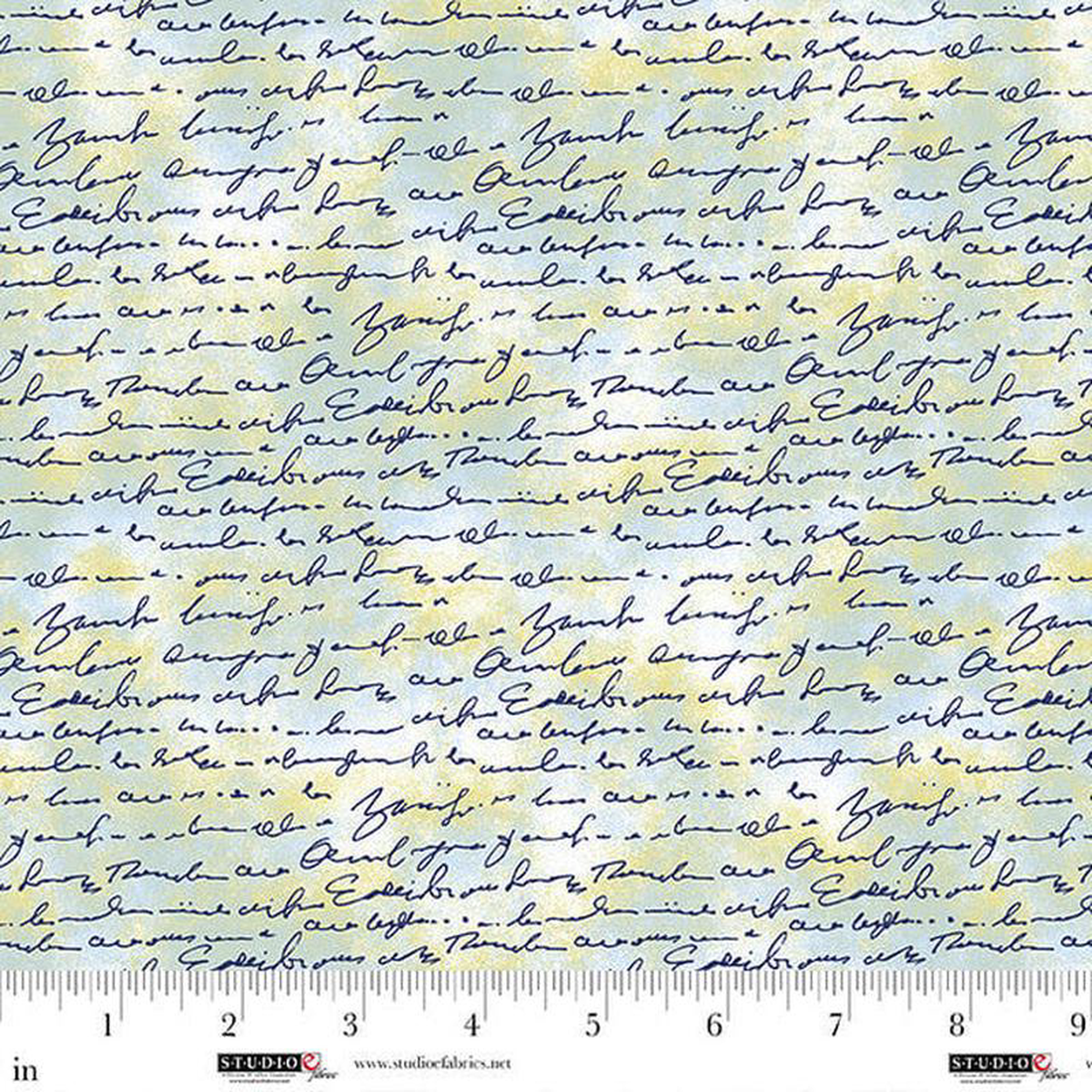 Air Mail Script on Texture Pistachio Nancy Smith Studio E Cotton Fabric SE-8504-16