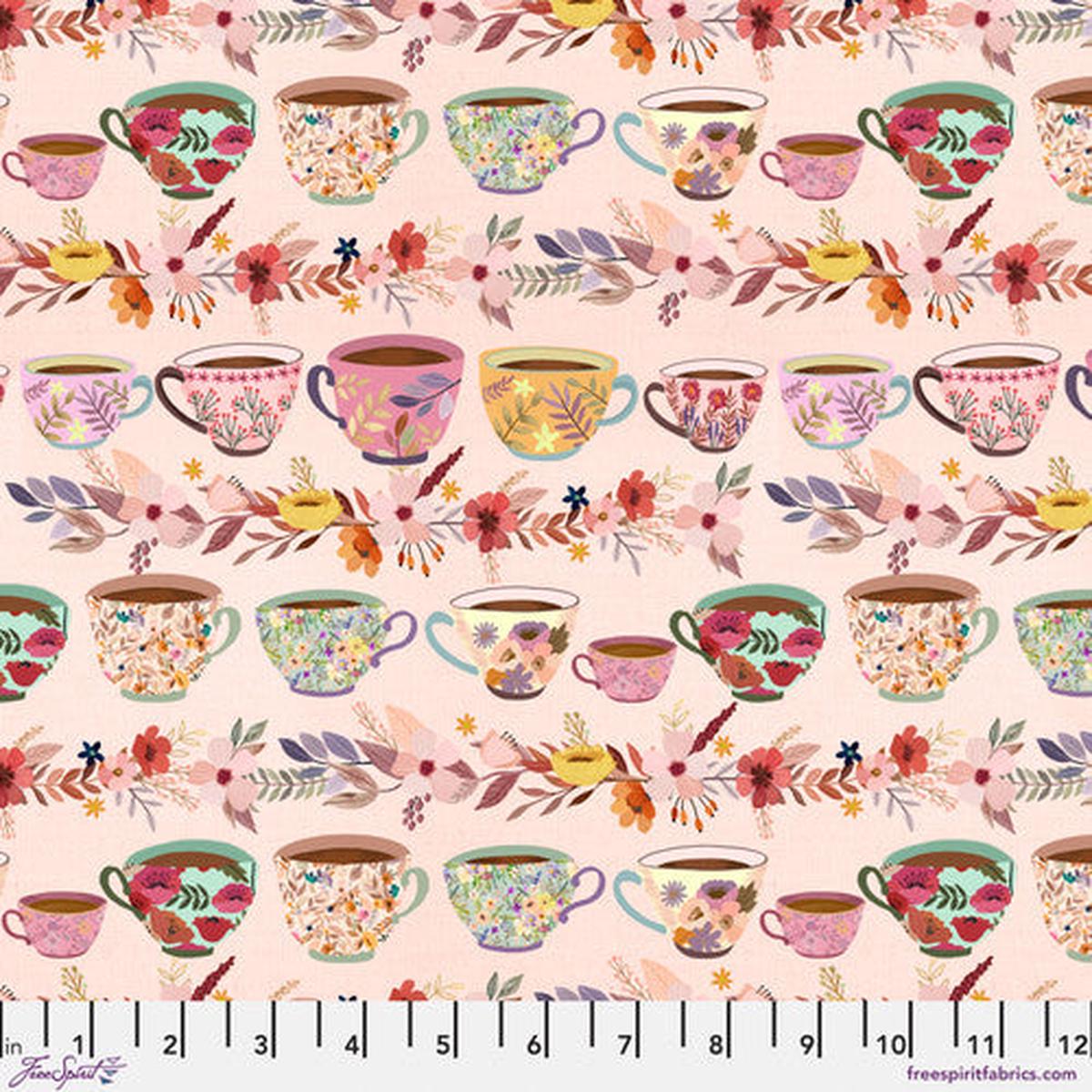 Autumn Friends Fall Mugs Pink Mia Charro Free Spirit Cotton Fabrics 1