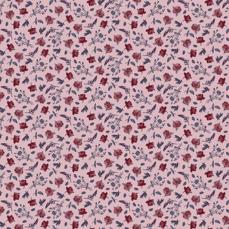 Bones Tossed Flower Dusty Rose Melissa Wang Studio E Cotton Fabric