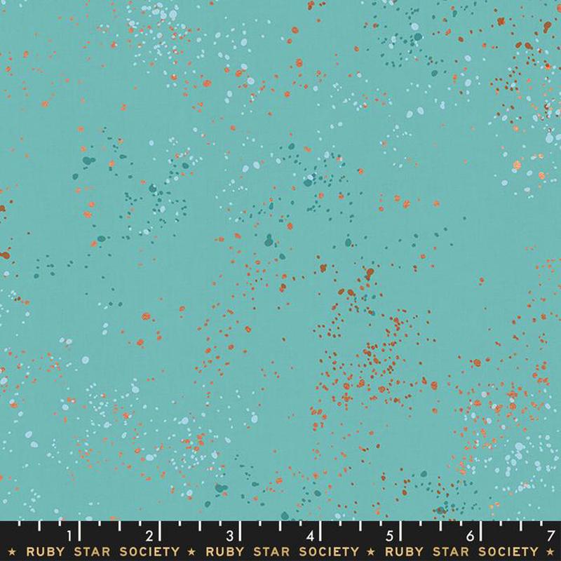 Speckled Metallic Turquoise Ruby Star Society Moda Cotton Fabric MD RS5027-72M 1