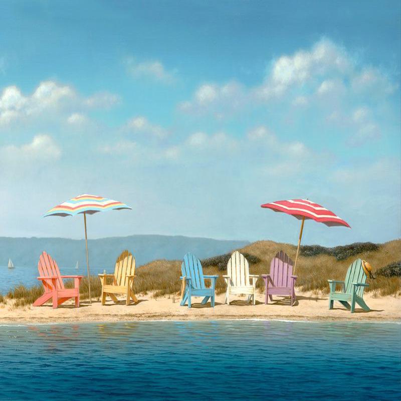 Summer Colors Beach Chairs Panel 36 America the Beautiful David Textiles Cotton Fabric DT-WW-3282-2C-1 1