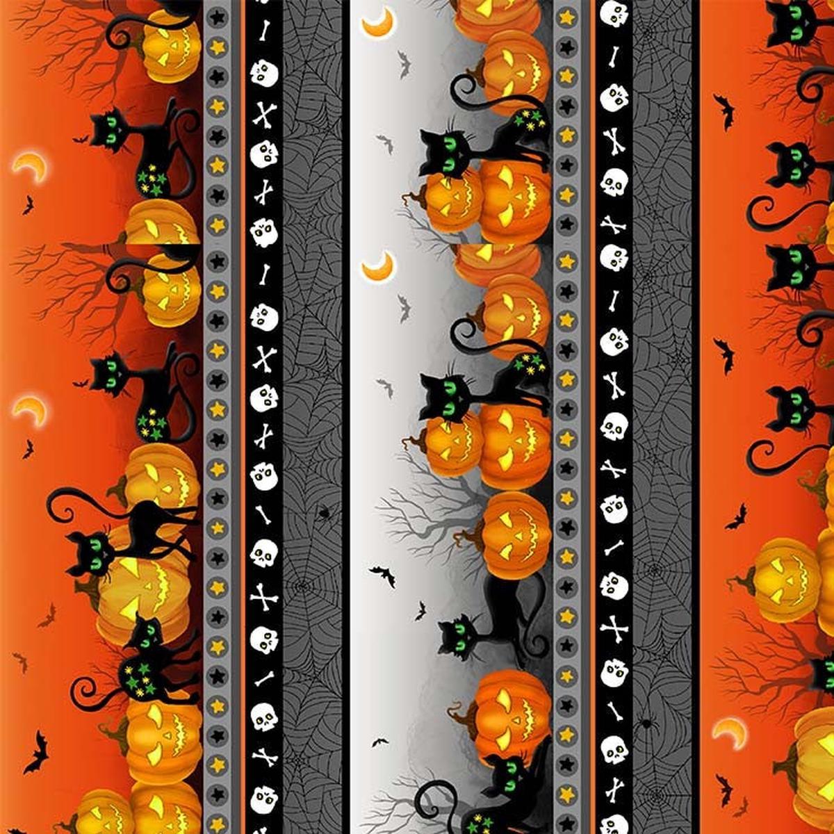 Trick or Treat Moonlight Magic Stripes Orange Michael Miller Cotton Fabric MM-DCX10330-ORAN-D