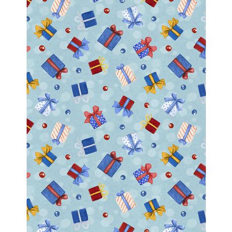 Woodland Gifts Gift Toss Blue Makiko Wilmington Prints Cotton Fabric WP-3043-45168-443 1/2