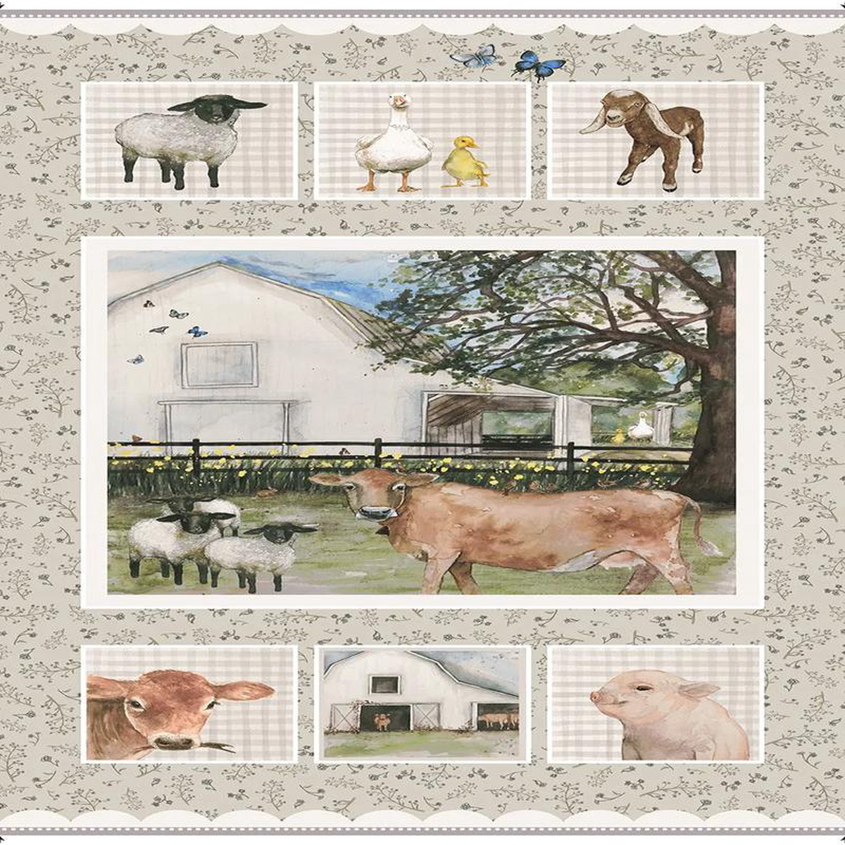 A Beautiful Day Farm Panel 248243 Multi Dawn Rosengren Henry Glass Cotton Fabric HG-1104P-47