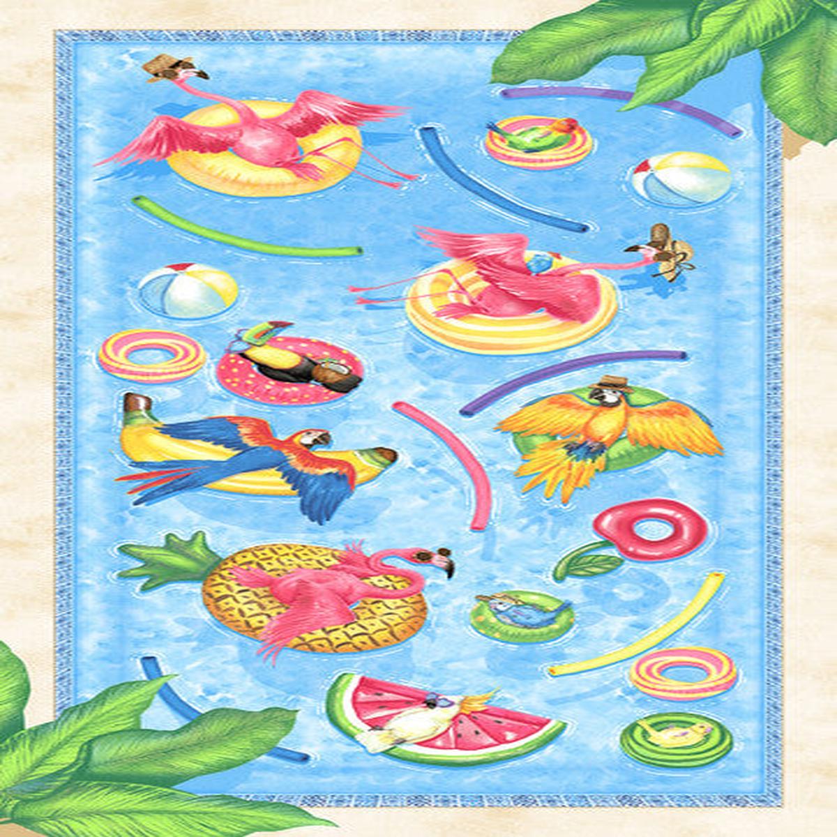 Tropical Bird Bath Flamingo Parrot Floaters Panel 24