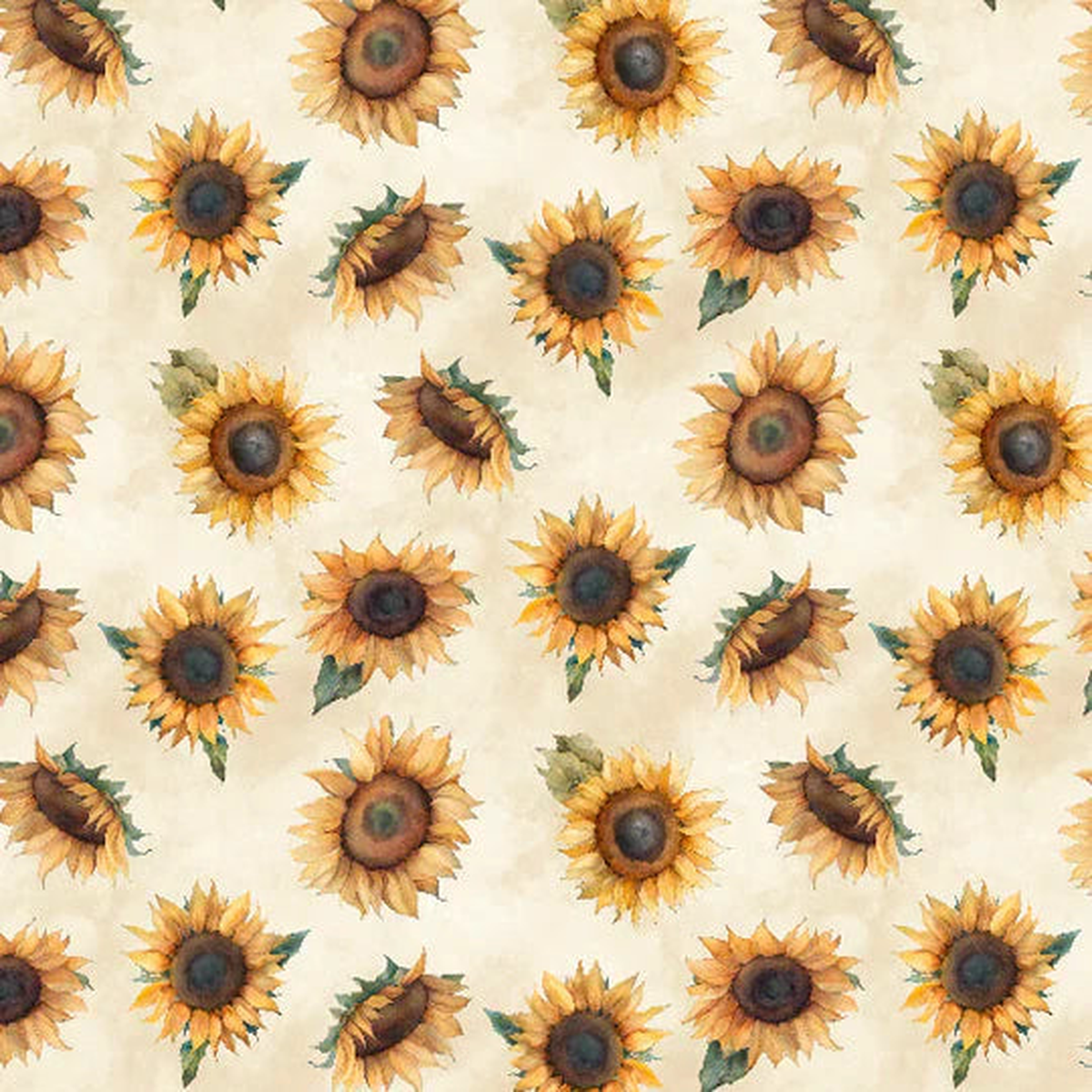 Sunkissed Tossed Sunflowers Cream Nancy Mink Wilmington Prints Cotton Fabric WP-1665-33917-125