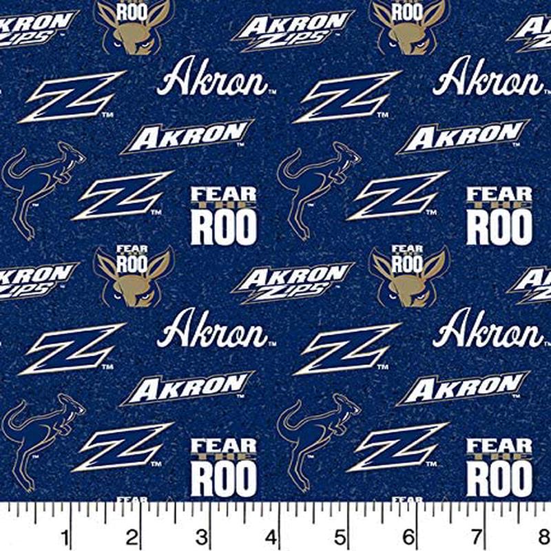 Akron Zips NCAA College Tone on Tone Design Cottton Fabrics AKRON-1178 1/2