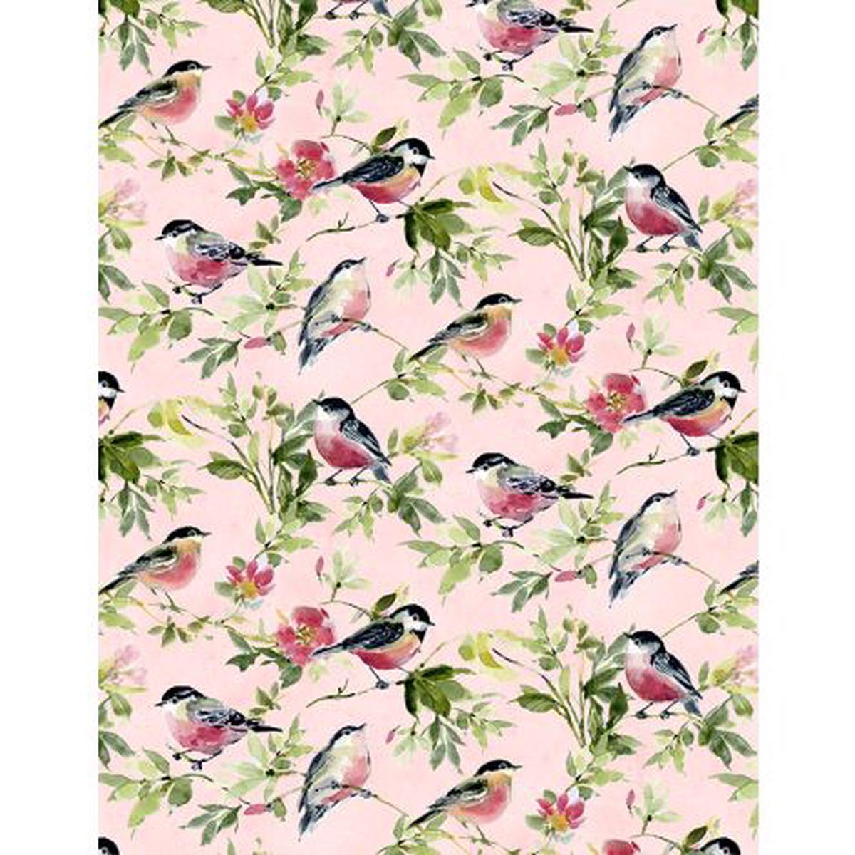 Among the Branches Birds All Over Pink Susan Winget Wilmington Prints Fabrics Cotton Fabric WP-3023-39756-379 1/2