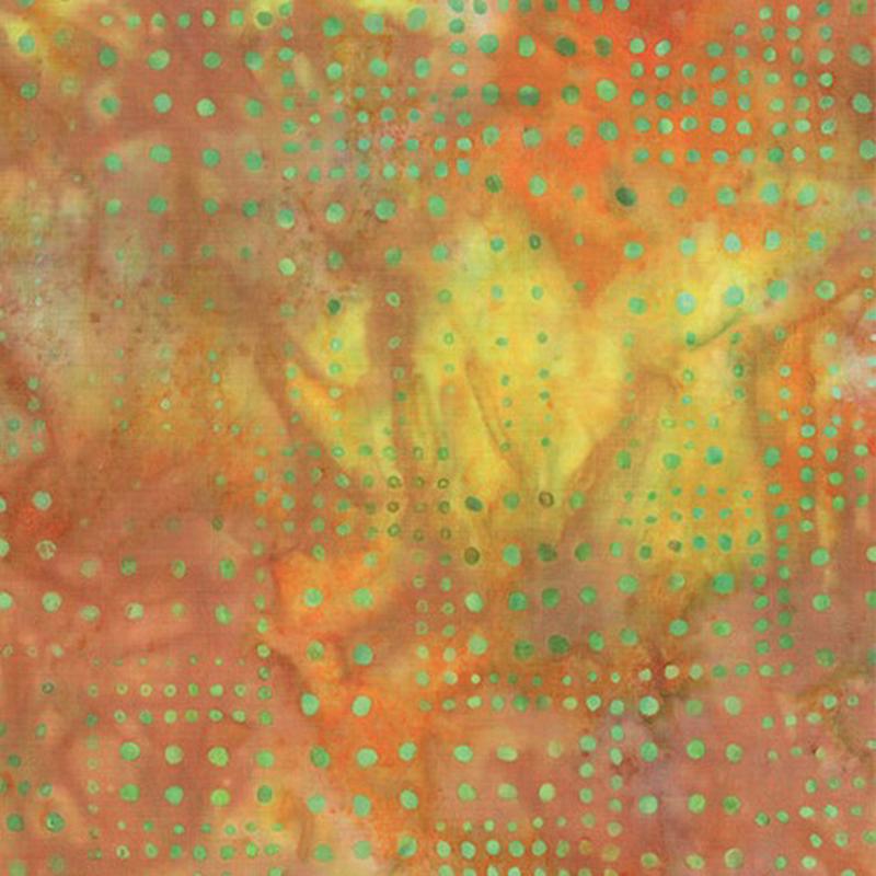 Bali Dot Craze Batik Variegated Dots Citron Orange Benartex Cotton Fabric BE-9281-36 1