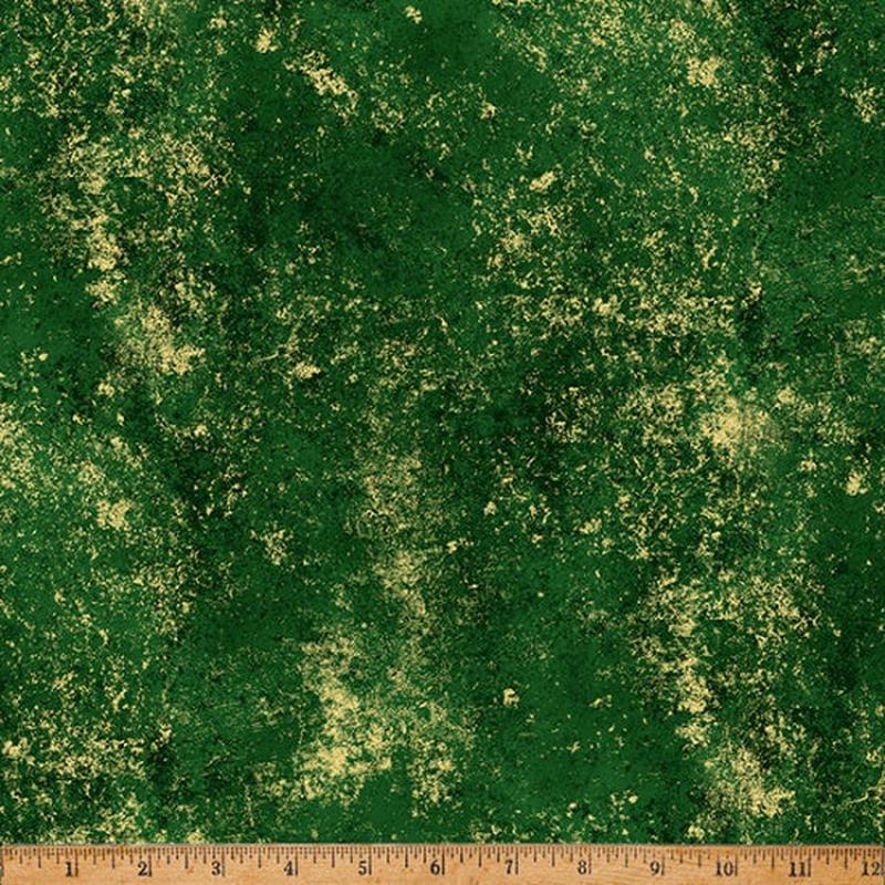 Brilliance Texture Blenders Hunter Green Gold Metallic Hoffman Cotton Fabric 1/2