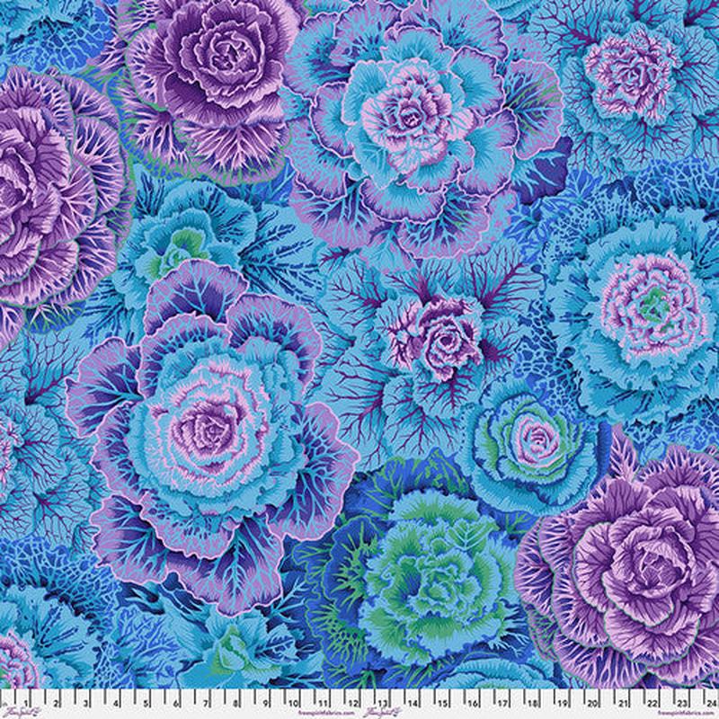 Brassica Blue Philip Jacobs Classics Kaffe Fassett Collective Free Spirit Cotton Fabric FS-PWPJ051.BLUEX 1/2