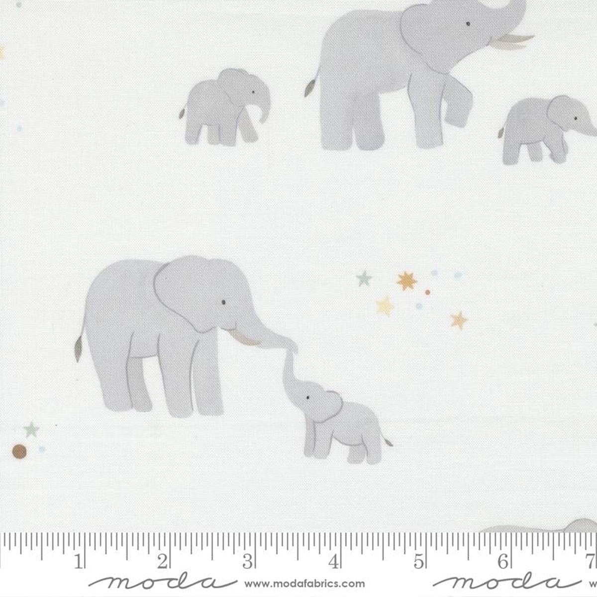 To The Moon And Back Elephant Baby Novelty Dove Multi Paper + Cloth Moda Cotton Fabric MD-25900-11 1