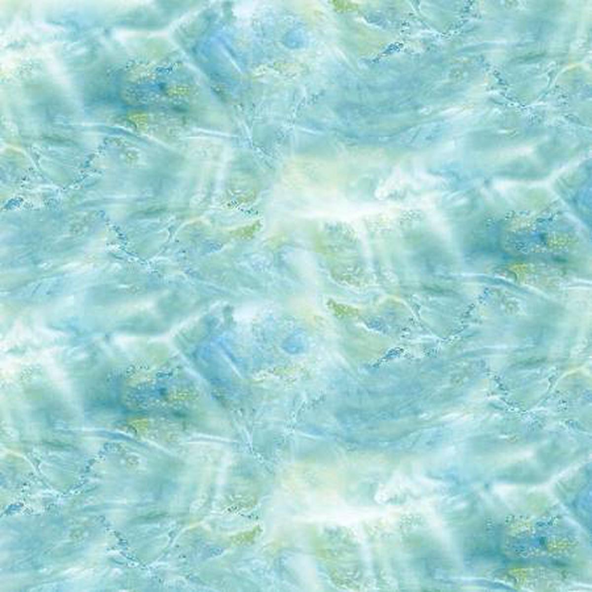 Water Iridescent Aqua Landscape Medley Elizabeth's Studio Cotton Fabric ES-20003 Aqua
