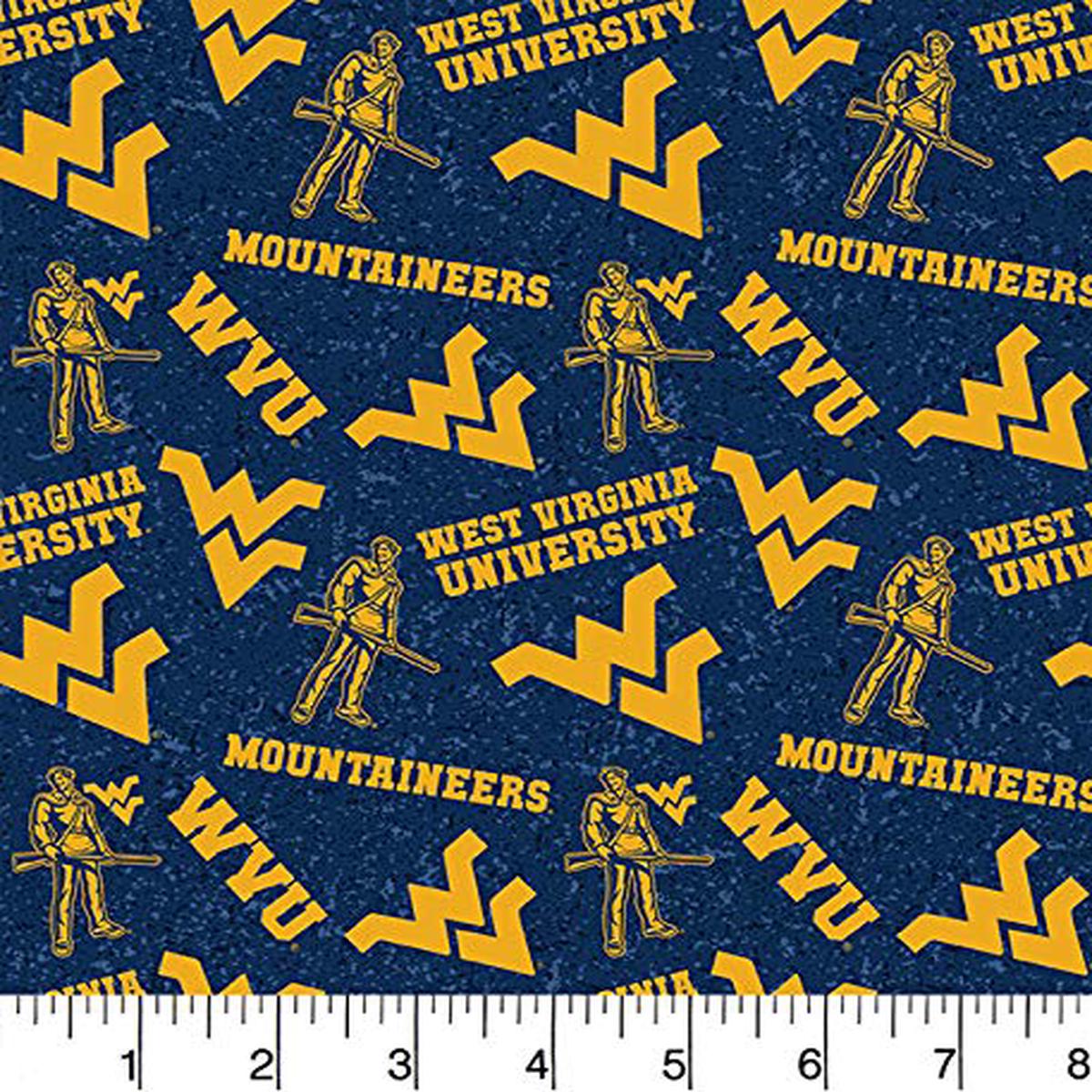 West Virginia Mountaineers NCAA College Tone on Tone Sykel Cotton Fabric WV-1178