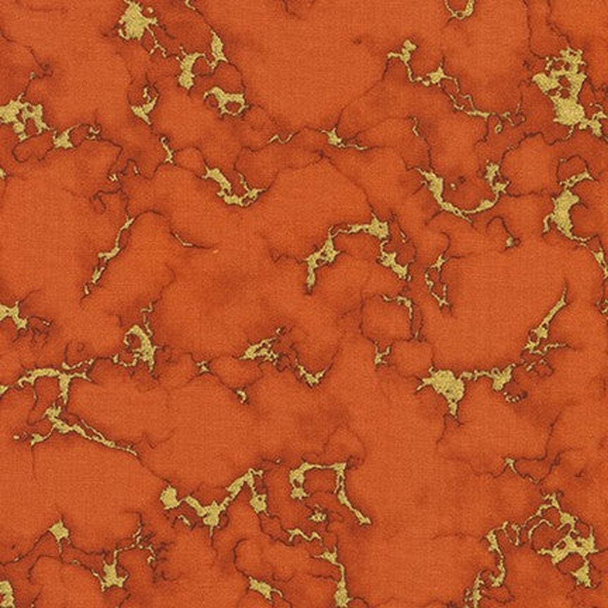 Wishwell: Silverstone Marble Metallic Adobe Vanessa Orange Lillrose & Linda Fitch Robert Kaufman Cotton Fabric 1/2