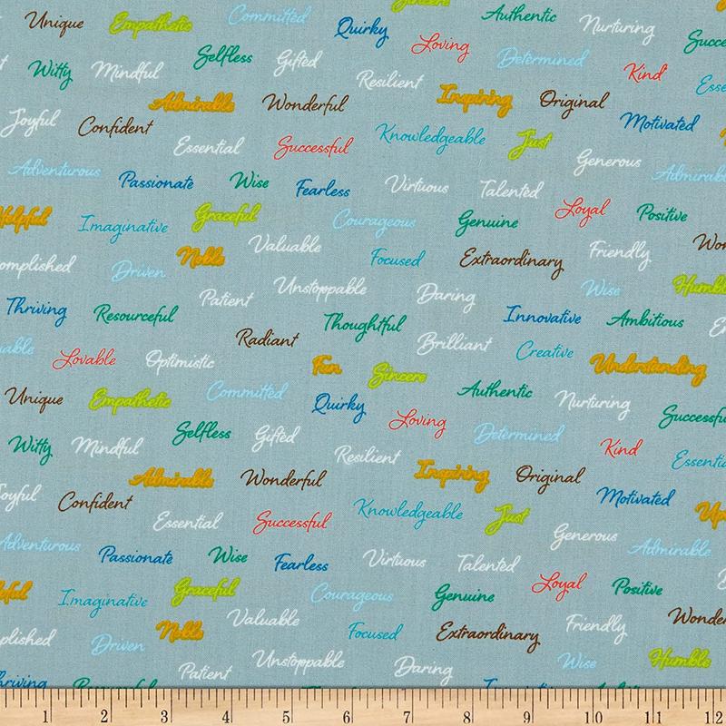Appreciation Favorite Person Inspirational Text Slate Gray Whistler Studios Windham Cotton Fabric WF-52496-3 1/2