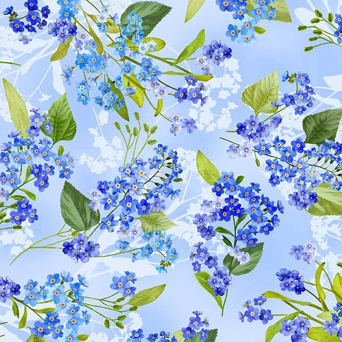 Summer Sunflower Forget Me Not Sky Blue Michael Miller Cotton Fabric MM-DC SKYX-D