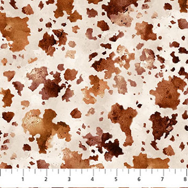 Wild and Free Horse Hide Cream Rust Rick Unger Northcott Cotton Fabric NC-27608-11 1/2