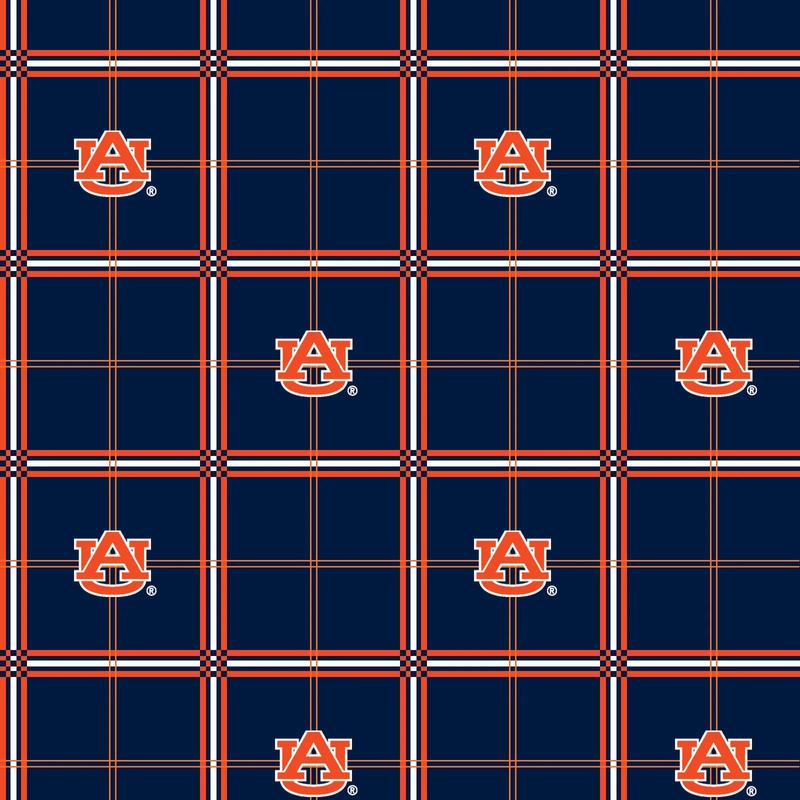 Auburn Tigers NCAA College Plaid FLANNEL Sykel Cotton Fabric AU-023 1/2