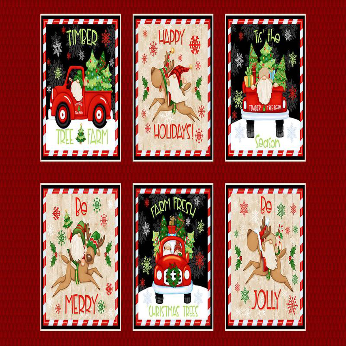 Timber Gnomes Tree Farm Block Panel 248243 Shelly Comiskey Henry Glass Cotton Fabric