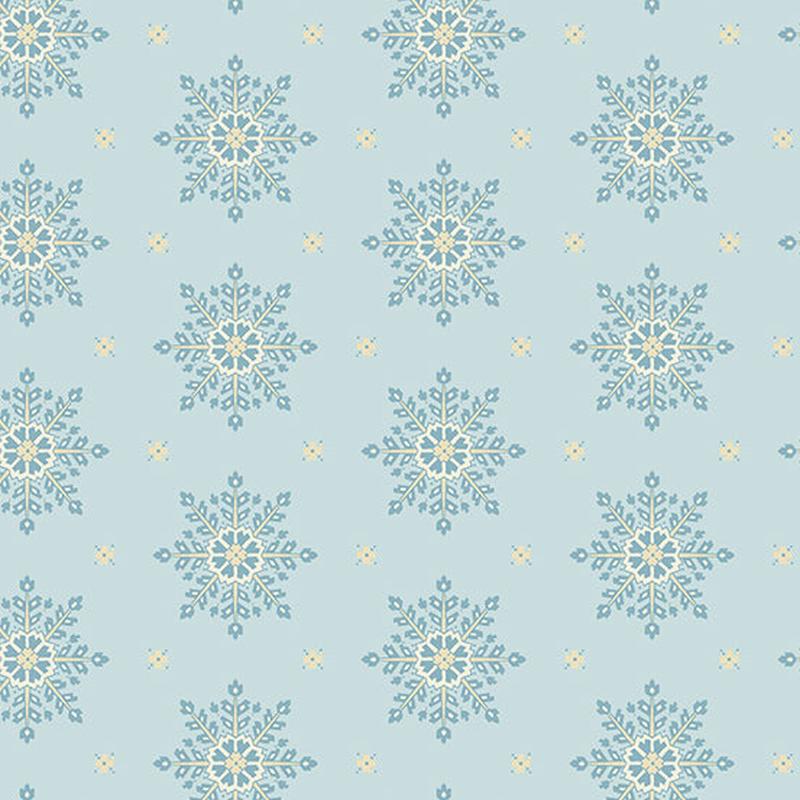 Blue Escape Crystal Snowflakes Blizzard Sky Blue Natural Laundry Basket Quilts Andover Cotton Fabric