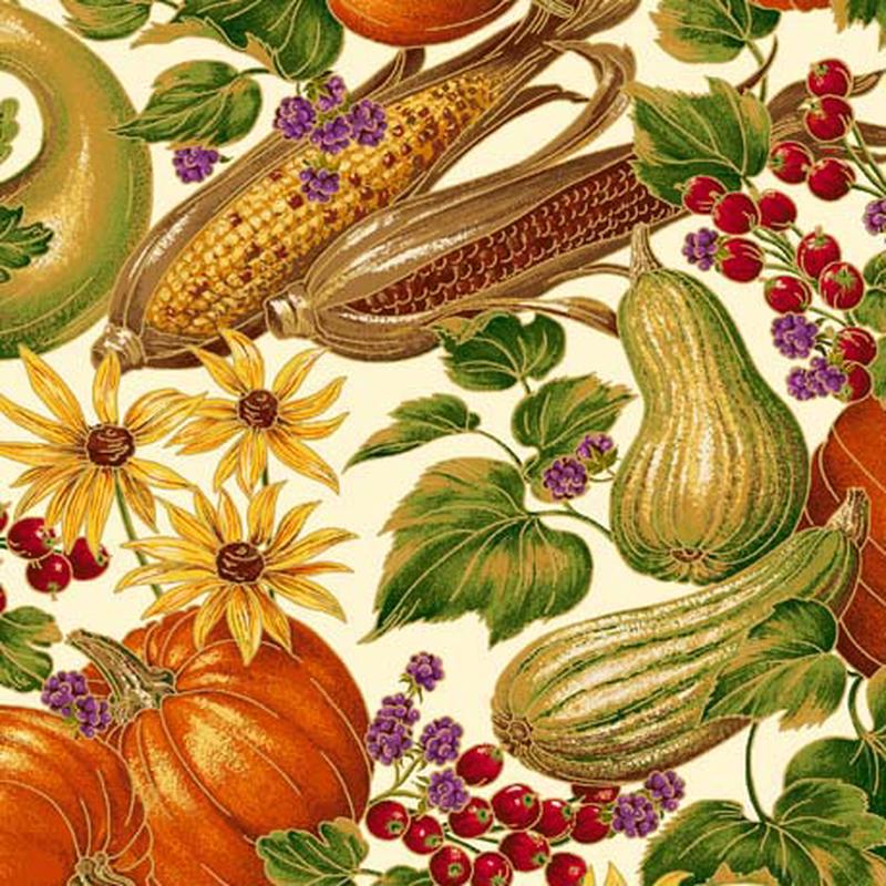 Botanical Harvest Packed Harvest Cream Quilting Treasures Cotton Fabric 1