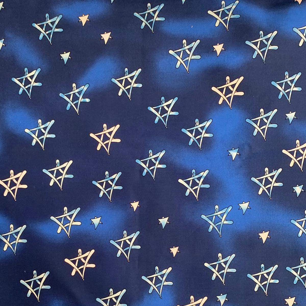 Star of David Jewish Fabric White Stars Navy Fay Nicoll Judaica Designs Cotton Fabric 1/2