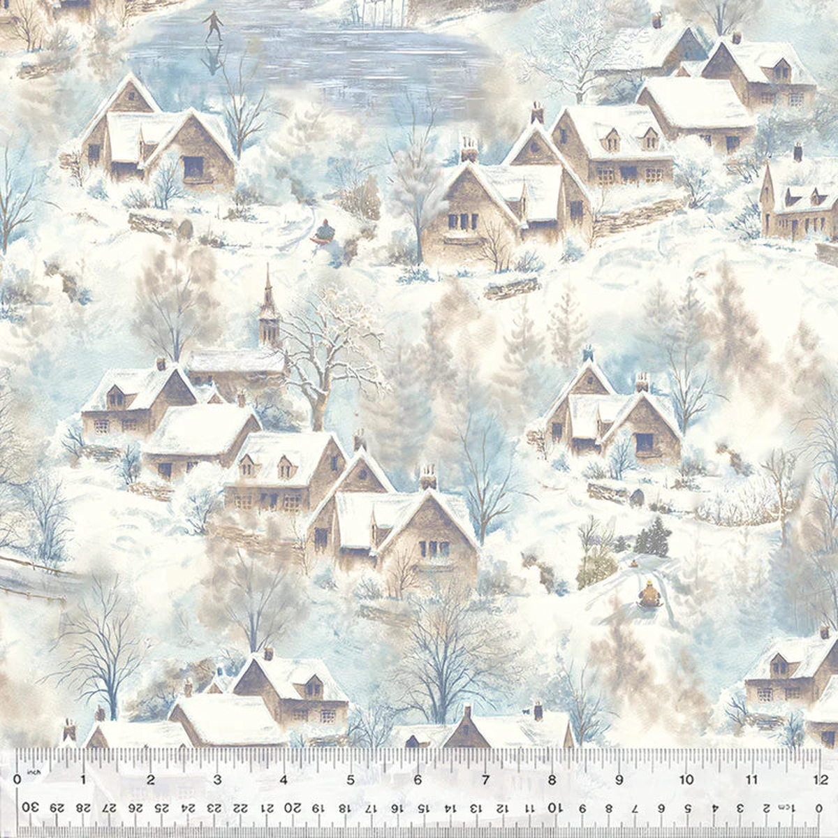 Winter Whisper Into the Village Snow Whistler Studios Windham Fabrics Cotton Fabric WF-54679-1