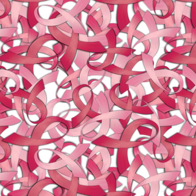 Breast Cancer Awareness Packed Ribbons on Ribbons White David Textiles Cotton Fabric DT-3056-0C-2 1/2