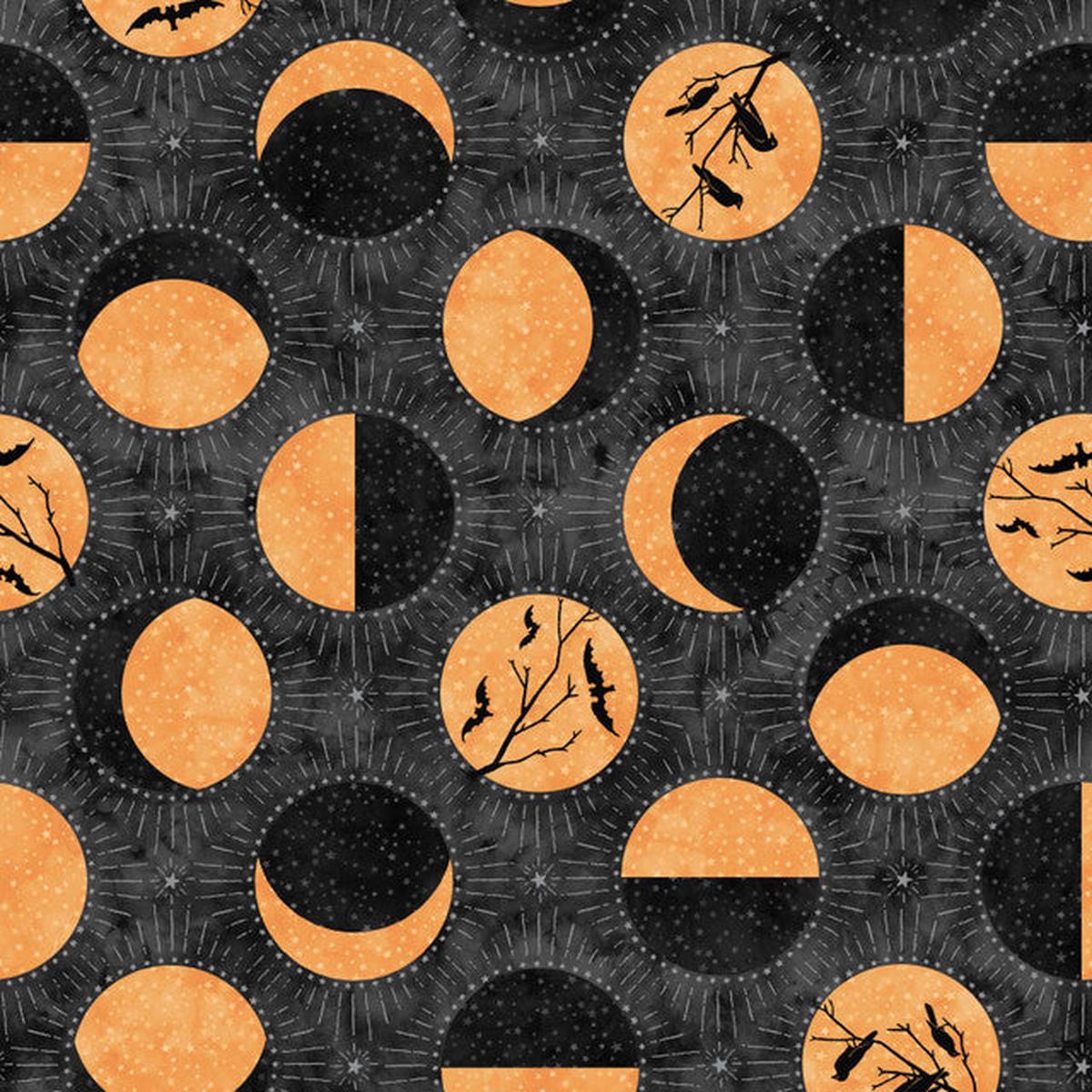 Spooky Hallow Full Moon Multi Maywood Studio Cotton Fabrics 1/2