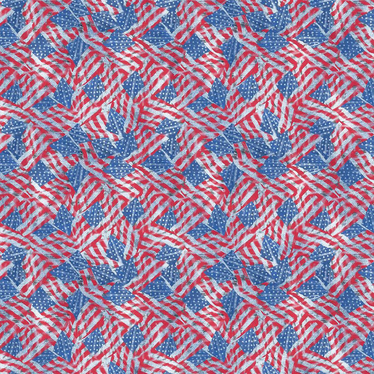 American USA Flag Allover Sykel Quilting Cotton Fabric SYK-1255-Flag