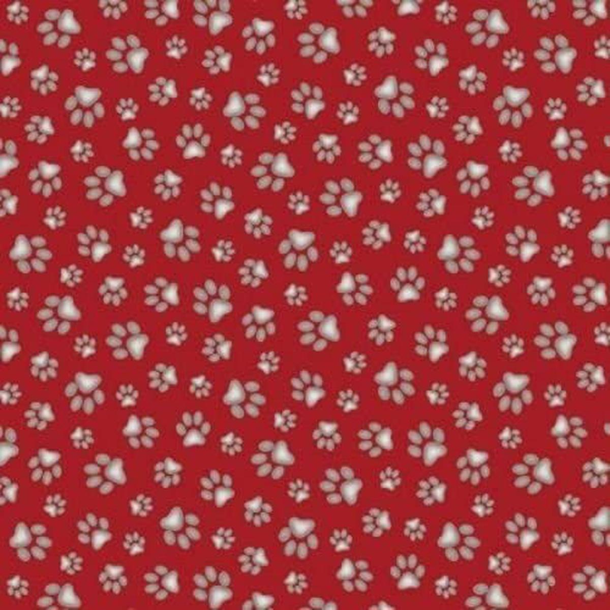 Animal Paw Print Red Adorable Pets Collection Elizabeth's Studio Cotton Fabric ES-181-Red
